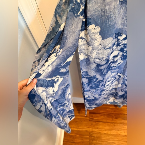 BCBGMax Floral Blue Yellow Maxi side slit open back dress size XXS - Picture 9 of 16